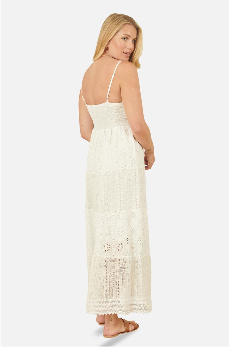 Yumi Ruched Back Tiered Maxi Dress, Alternate, color, White