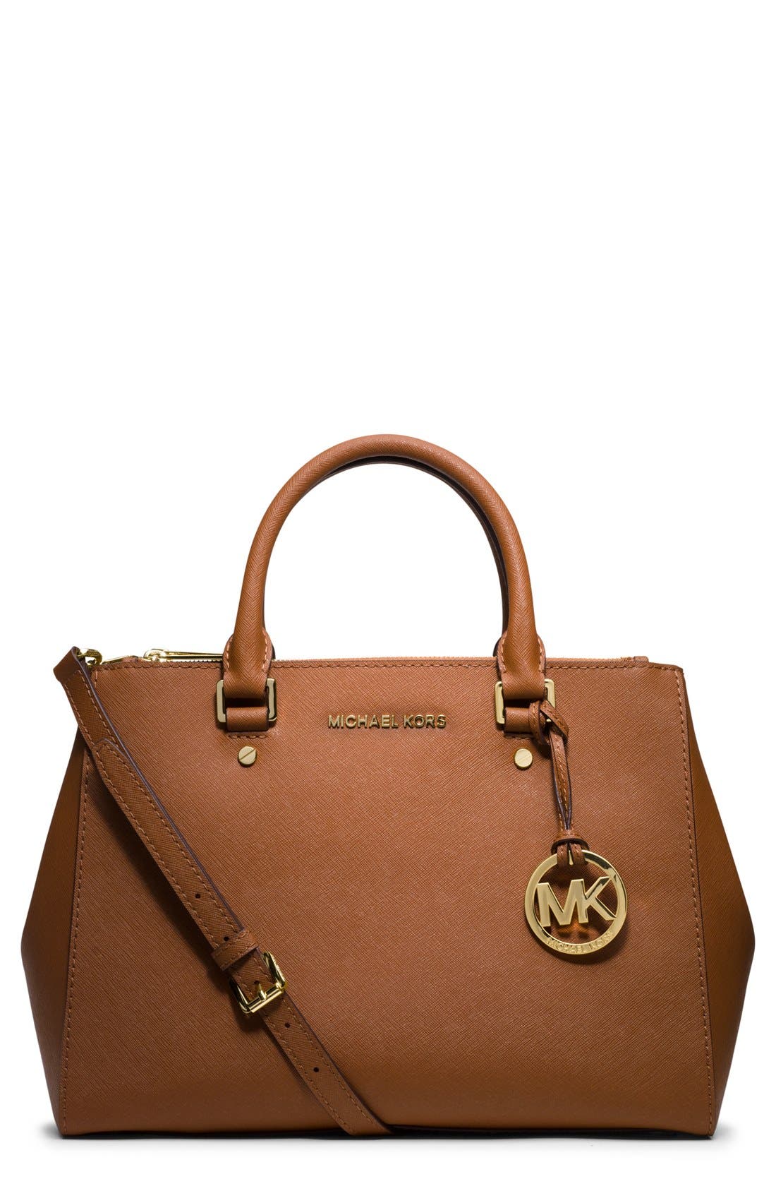 'Medium Sutton' Saffiano Leather Tote, Main, color, LUGGAGE