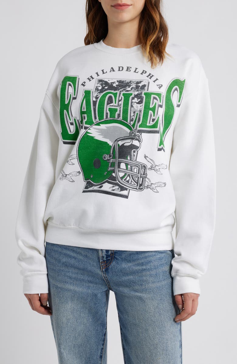 Junk Food NFL Eagles Conversion Graphic Sweatshirt, Main, color, White