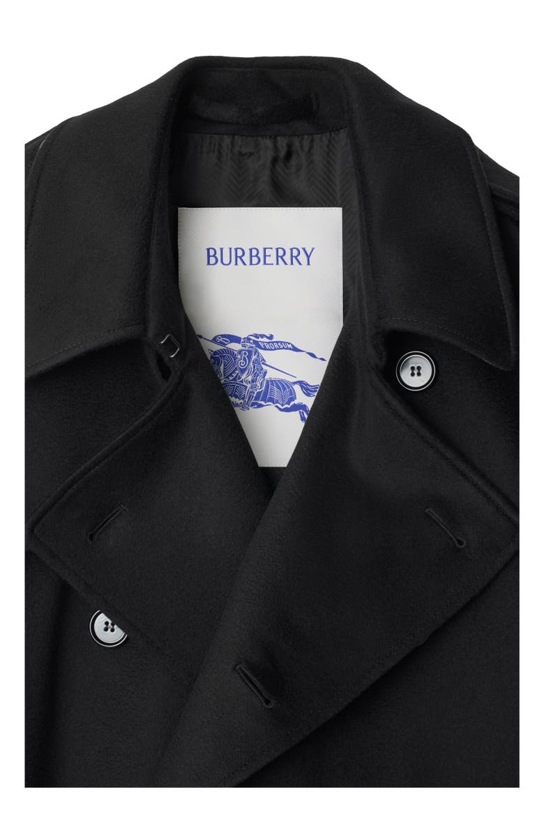 Burberry Mid-length Cashmere Trench Coat, Alternate, color, Black