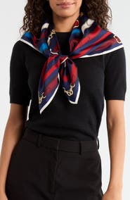 COACH Multi Belt Print Silk Square Scarf