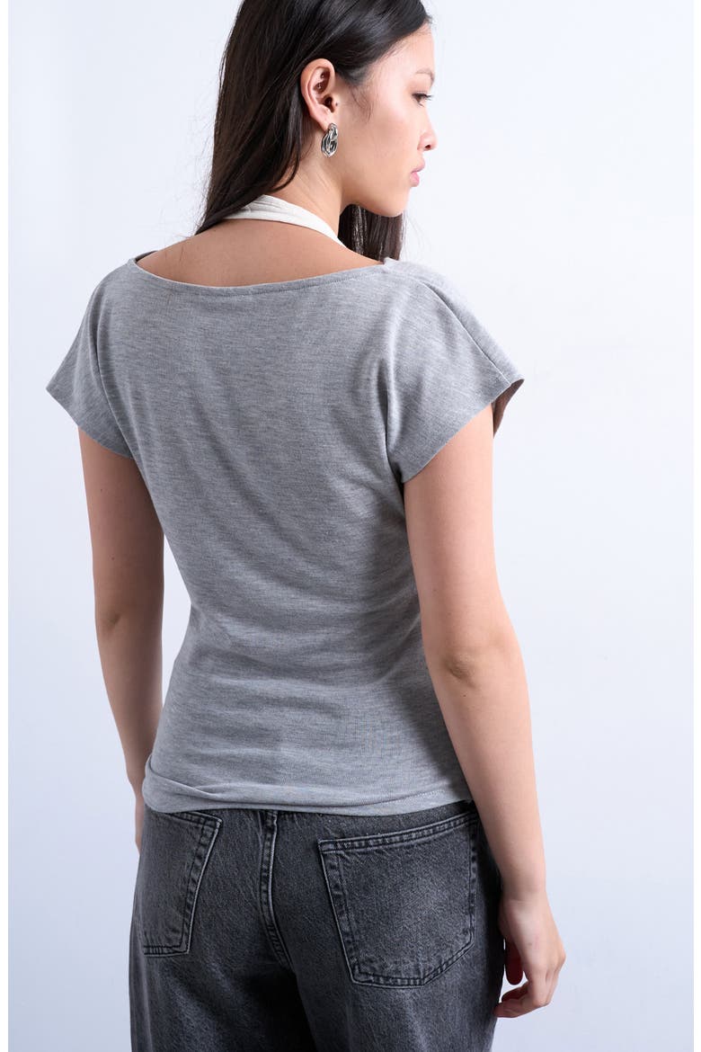 Layered Cowl Neck Top, Alternate, color, GREY
