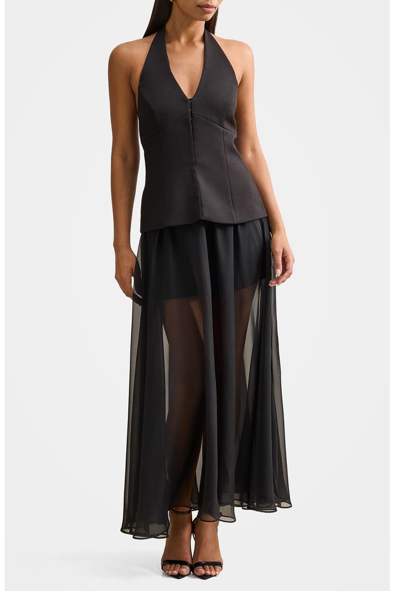 Martine Halter Maxi Dress, Main, color, BLACK