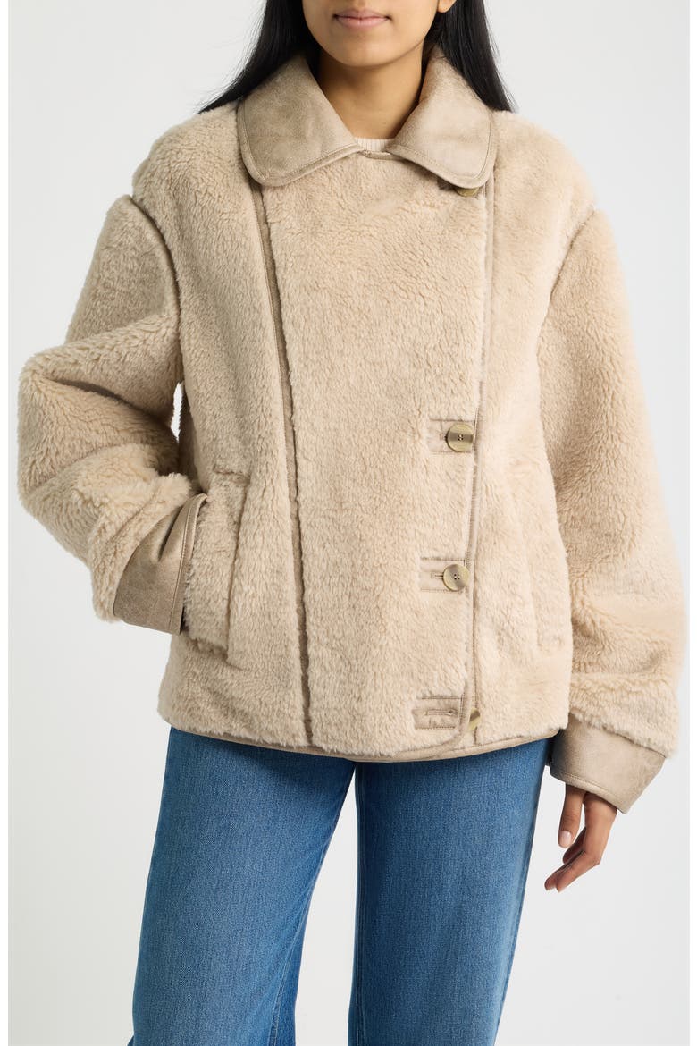 Faux Shearling Jacket, Alternate, color, TAUPE