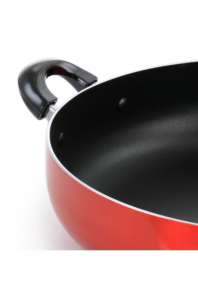 Better Chef 14 Inch Red Aluminum Deep Fryer Pan with Glass Lid, Alternate, color, Red