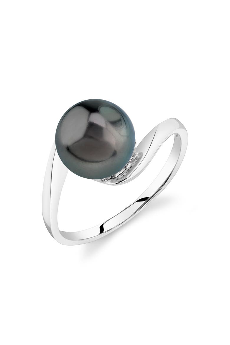 14K Gold Tahitian South Sea Pearl Felice Ring, Main, color, White Gold