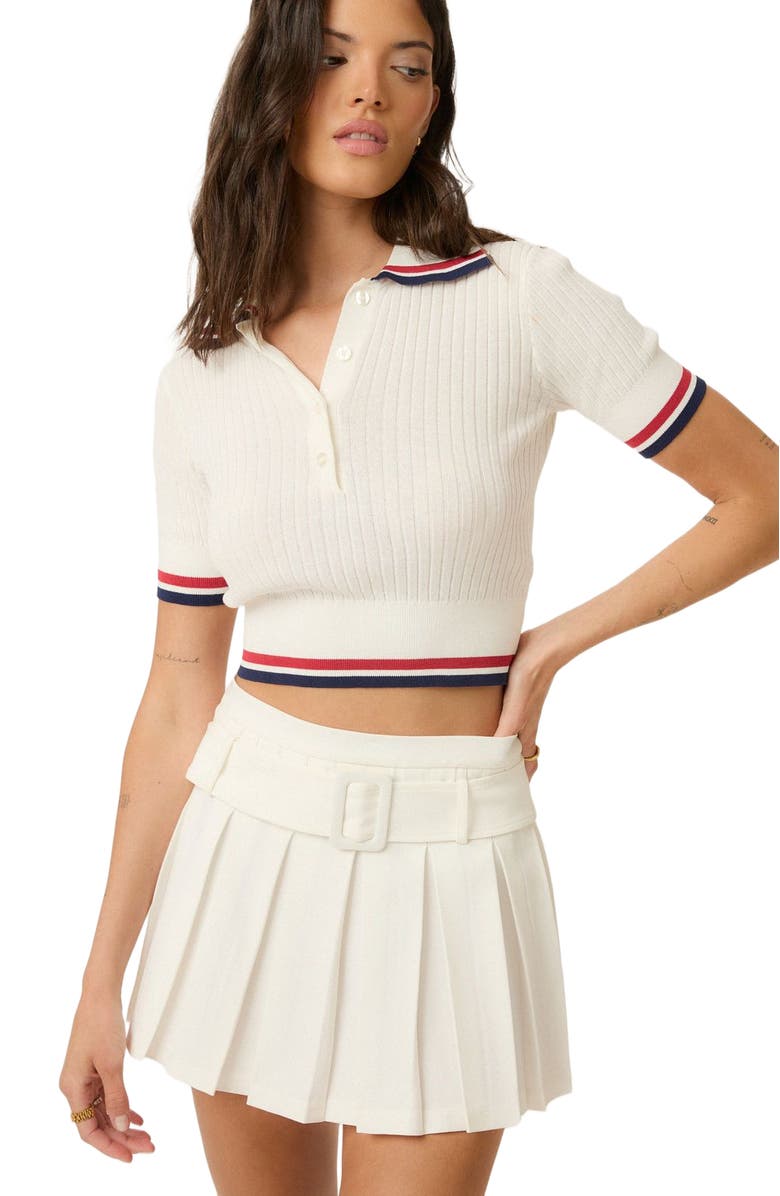 Goldie Byrd Belted Pleated Skirt, Alternate, color, White