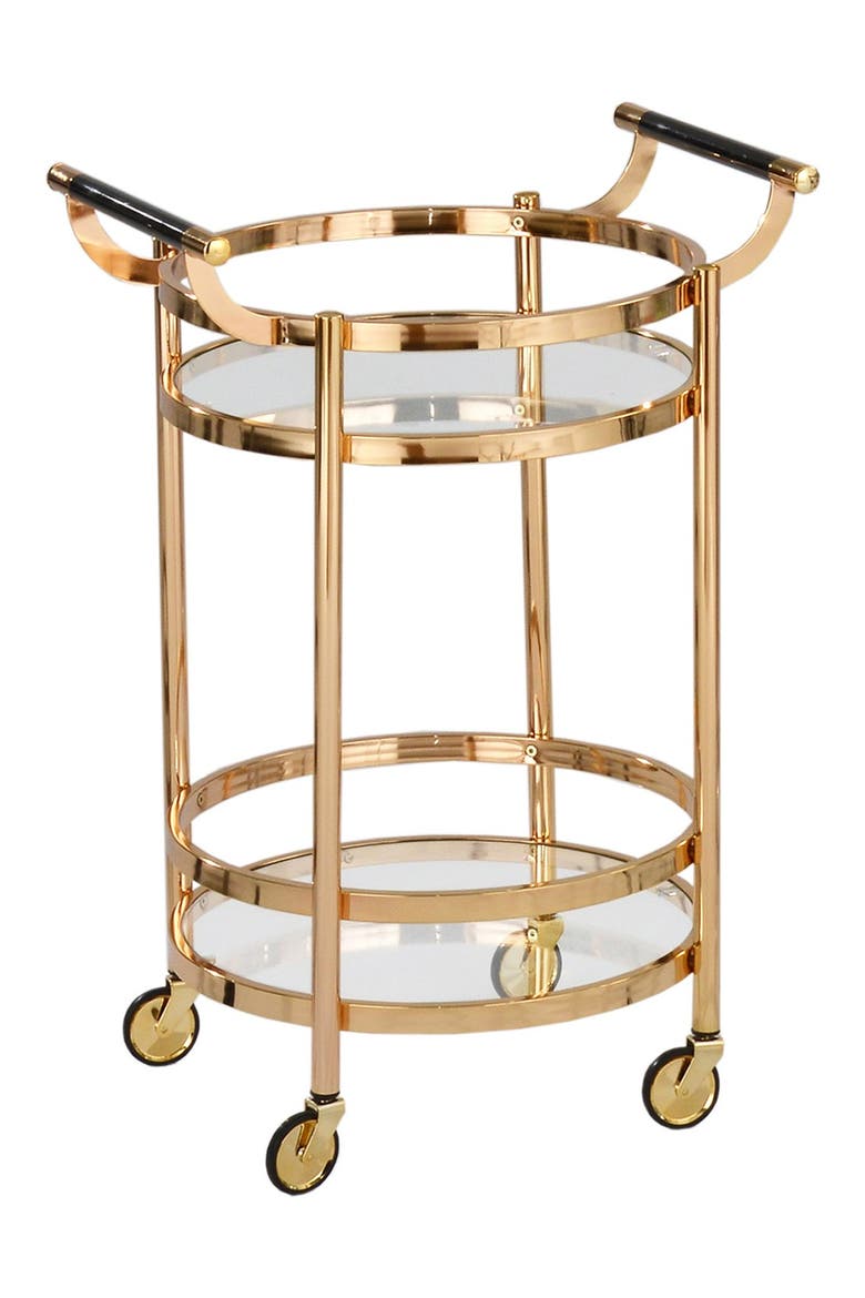 Small Round Wheeled Bar Cart, Main, color, GOLD