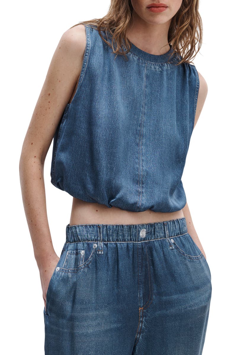 rag & bone rb Miramar Satin Mica Sleeveless Crop Bubble Top, Main, color, Jasper