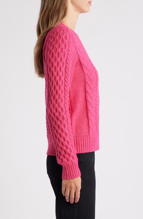 Caslon ® Cable Stitch Crewneck Sweater In Pink
