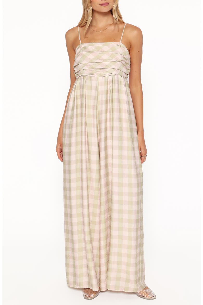 Pricilla Wide Leg Jumpsuit, Main, color, GREEN/ PINK GINGHAM