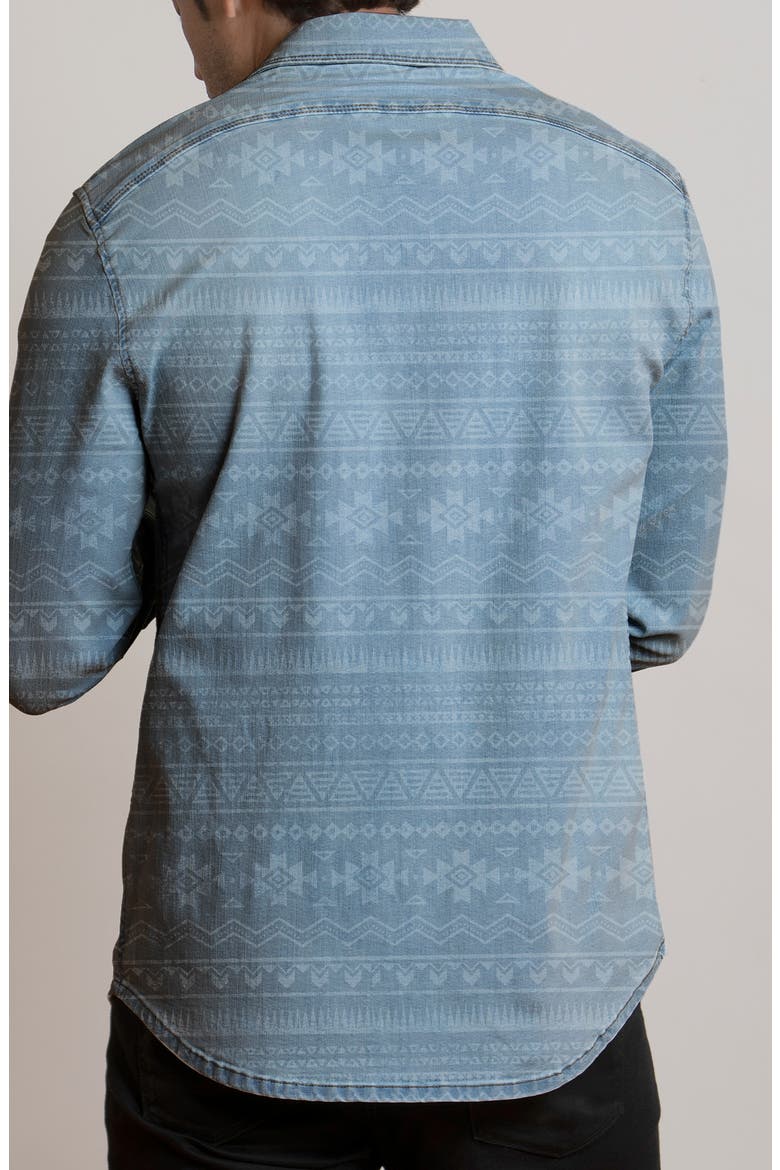 Geometric Stretch Western Denim Shirt, Alternate, color, LIGHT BLUE