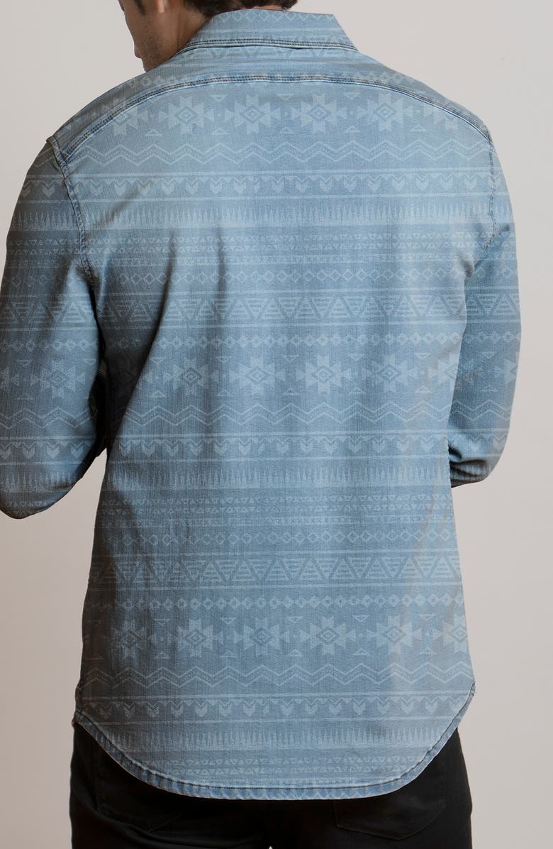 CANYON OF HEROES Geometric Stretch Western Denim Shirt, Alternate, color,