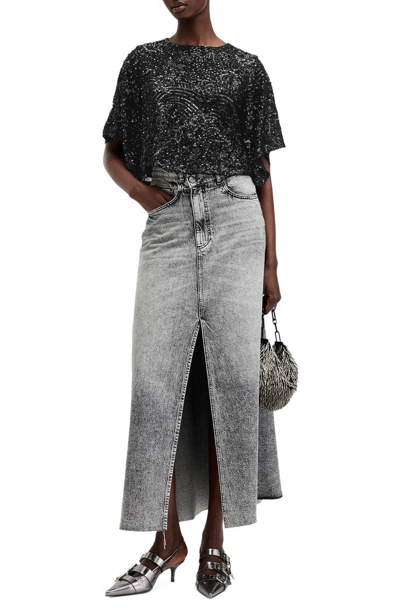 AllSaints Ivy Embellished Crop Top, Alternate, color, Black