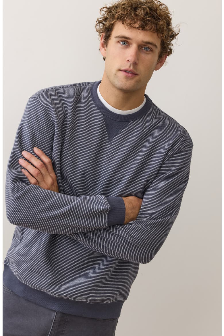 Cloud 9 Fleece Relaxed Crewneck Sweatshirt, Alternate, color, NAVY MINI STRIPE