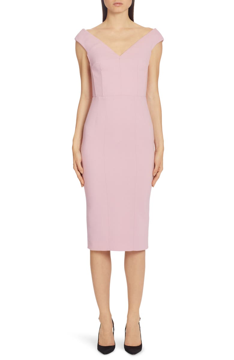 Dolce&Gabbana V-Neck Sleeveless Crepe Sheath Dress, Main, color, 