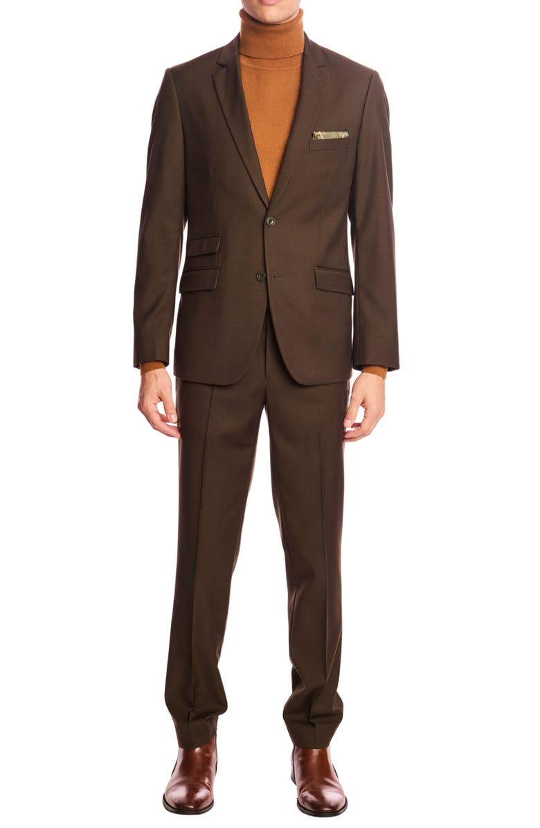 PAISLEY & GRAY Downing Slim Fit Flat Front Dress Pants, Alternate, color, Dark Army Green