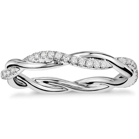 1/3 Ct Diamond Eternity Petite Twist Vine Eternity Wedding Ring 10k Gold