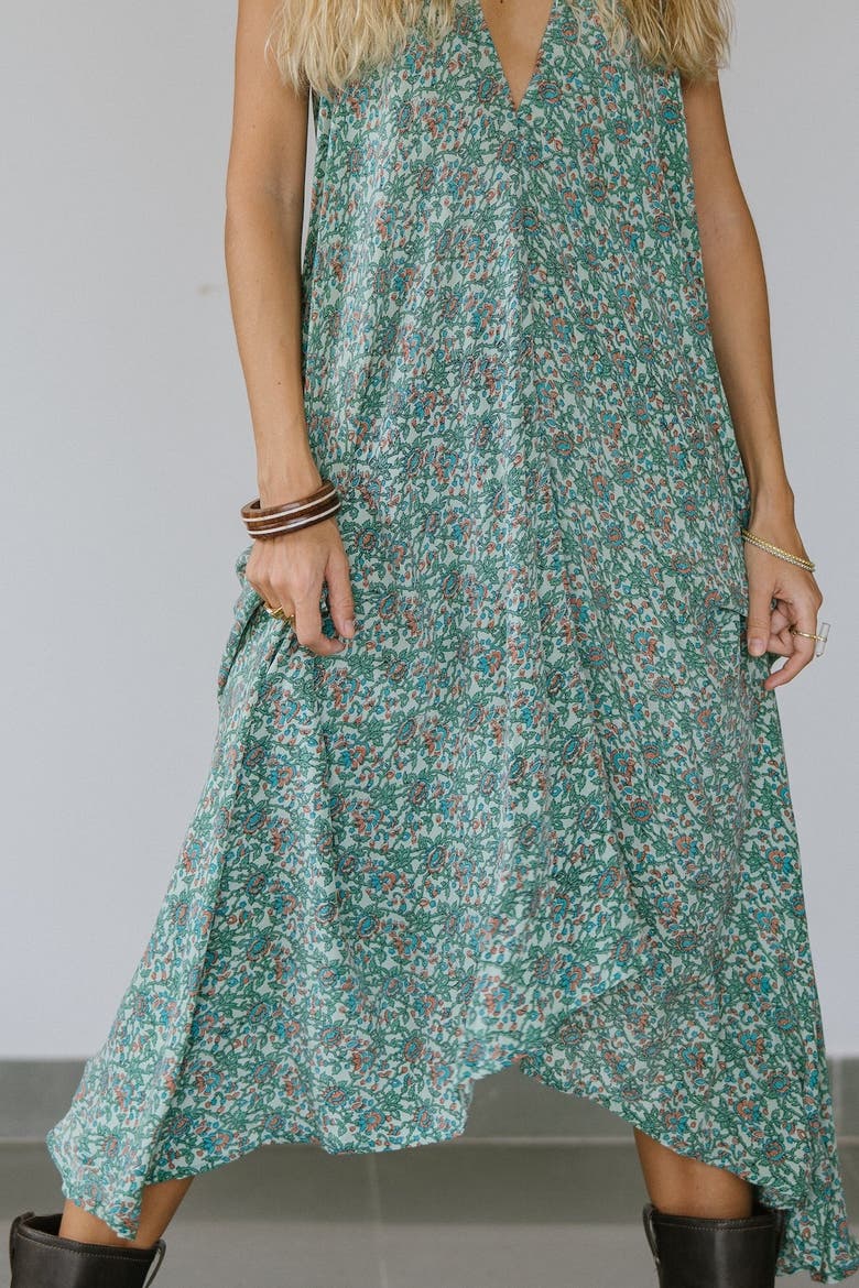 Classic Silk Dress Jordy, Alternate, color, Turquoise Paisley