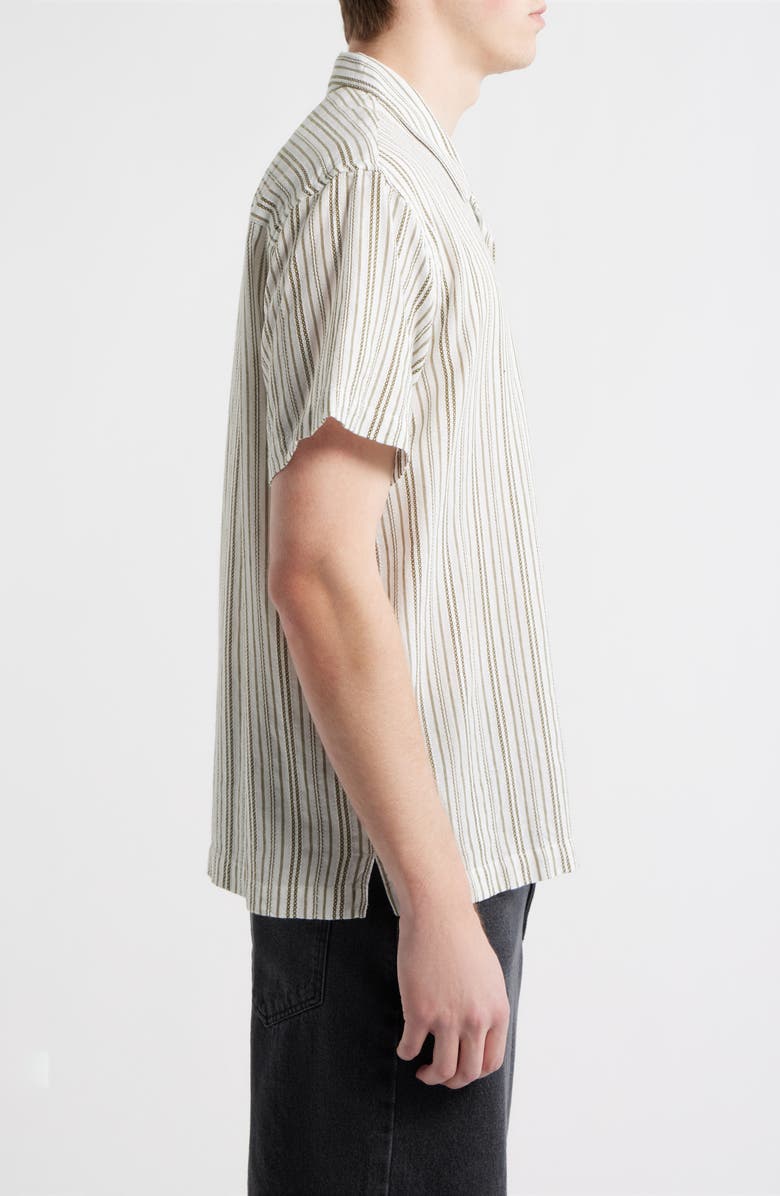 Obey Evans Stripe Camp Shirt, Alternate, color, Moss Green Multi