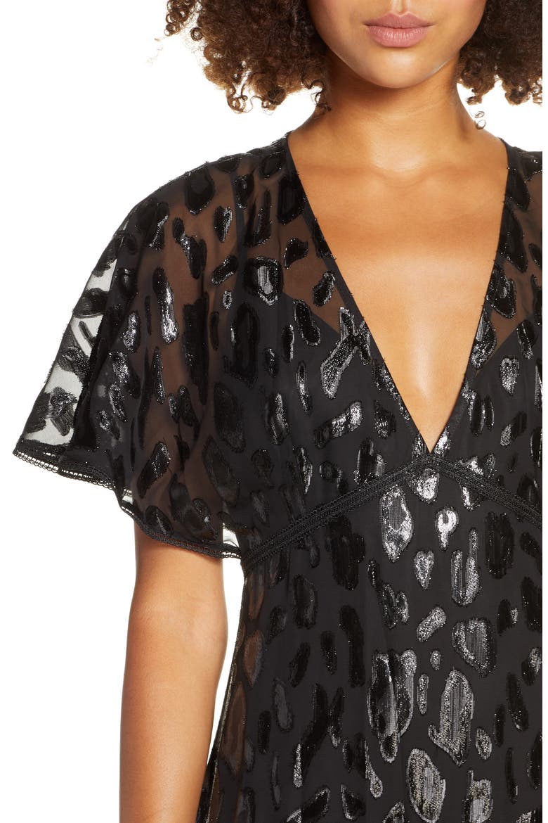 Animal Jacquard Maxi Dress, Alternate, color, BLACK