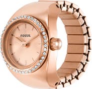 Fossil Glitz Crystal Ring Watch, 15mm
