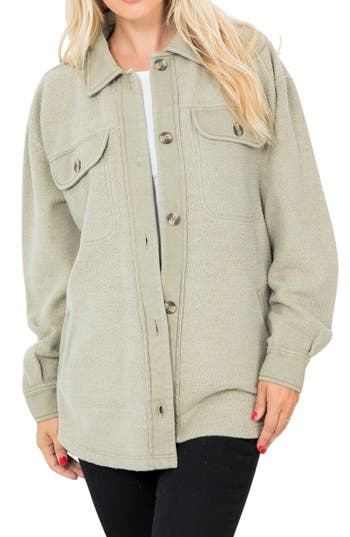 Stoosh Fleece Shacket In Green