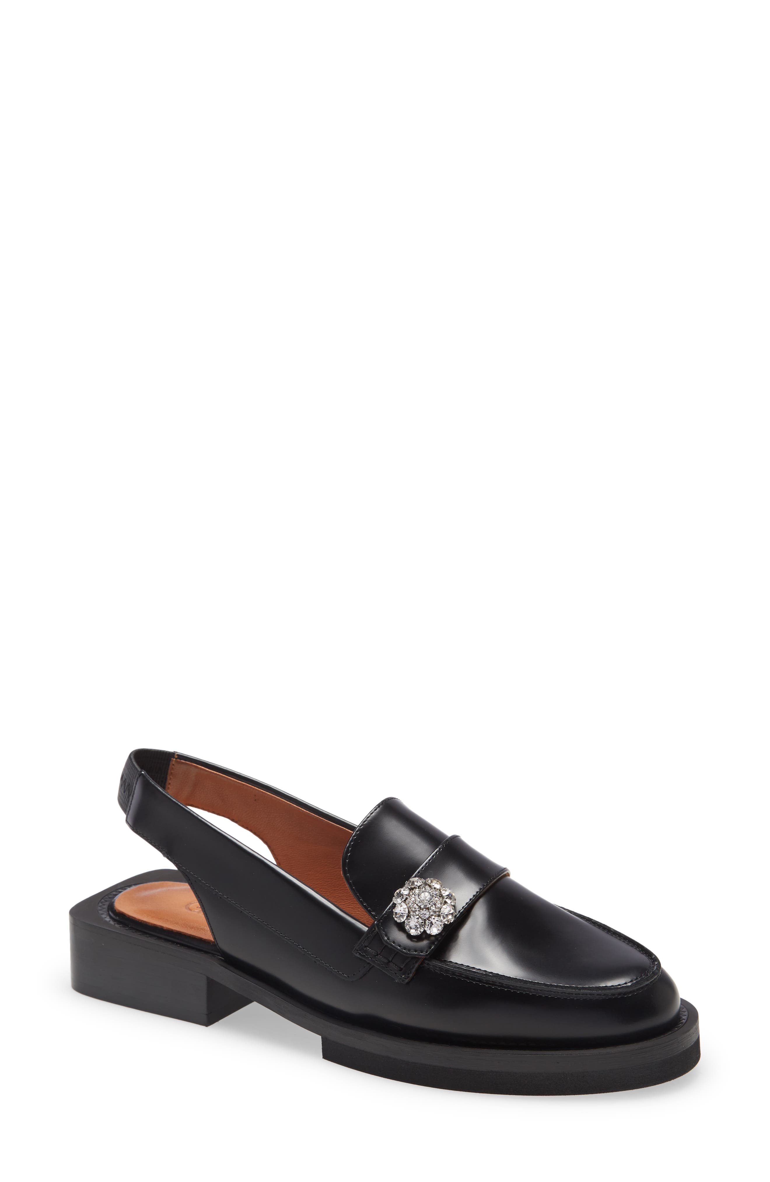 Slingback Loafer, Main, color, BLACK