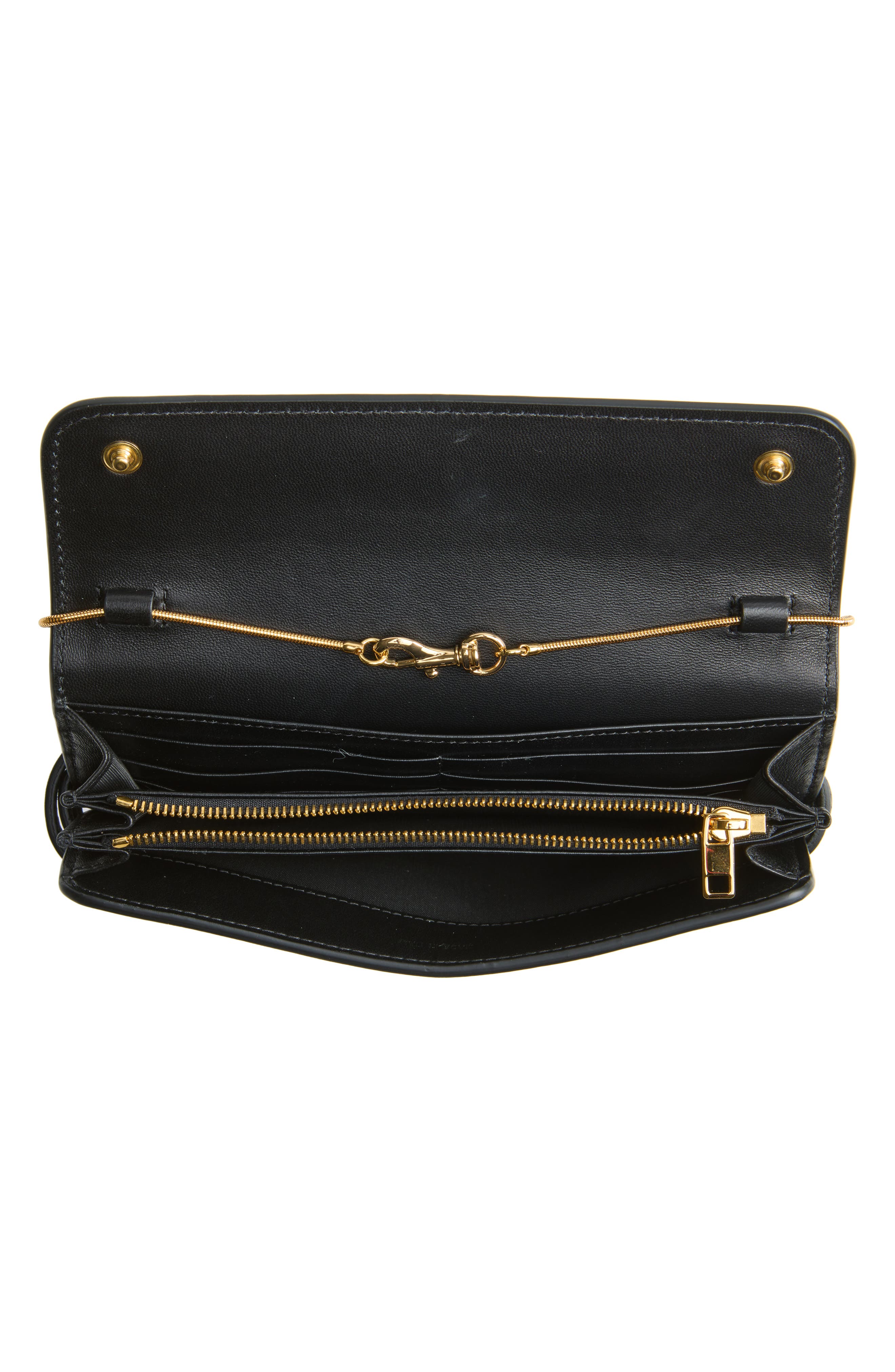 Soft Leather Wallet on a Chain, Alternate, color, BLACK