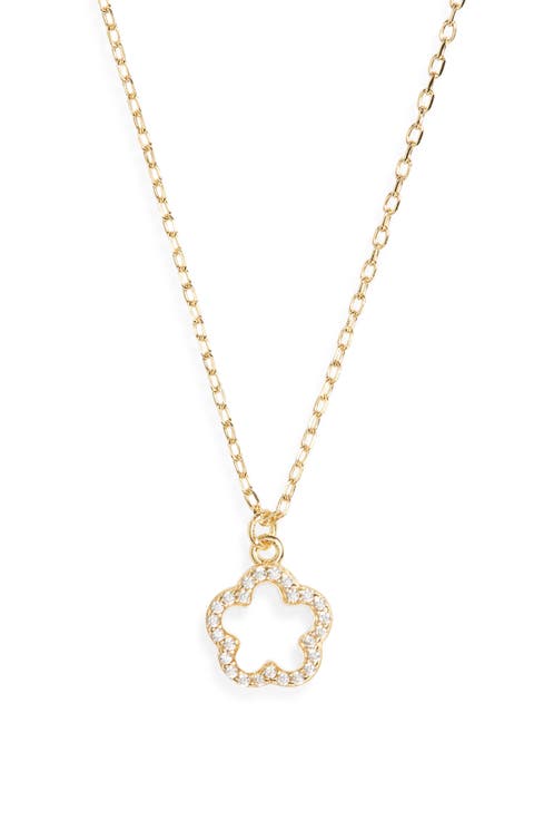 Mother-of-Pearl Cubic Zirconia Flower Pendant Necklace