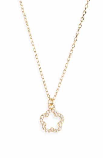 Mother-of-Pearl Cubic Zirconia Flower Pendant Necklace