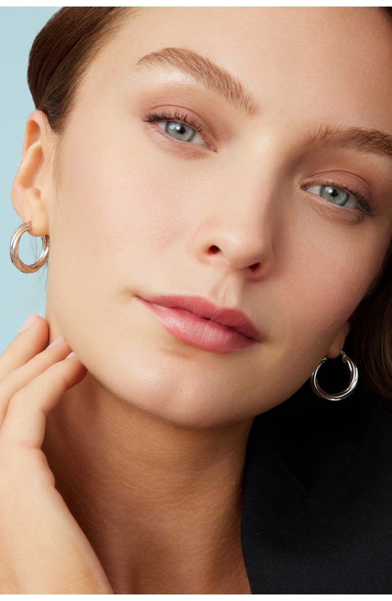 Oradina Sterling Silver Ripple Hoops, Alternate, color,