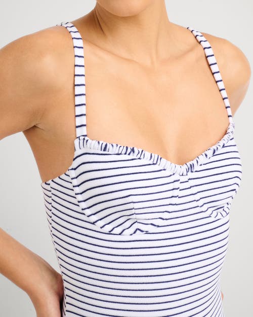 Onia Towel Terry Sailor Stripe Marilyn One Piece In Blue