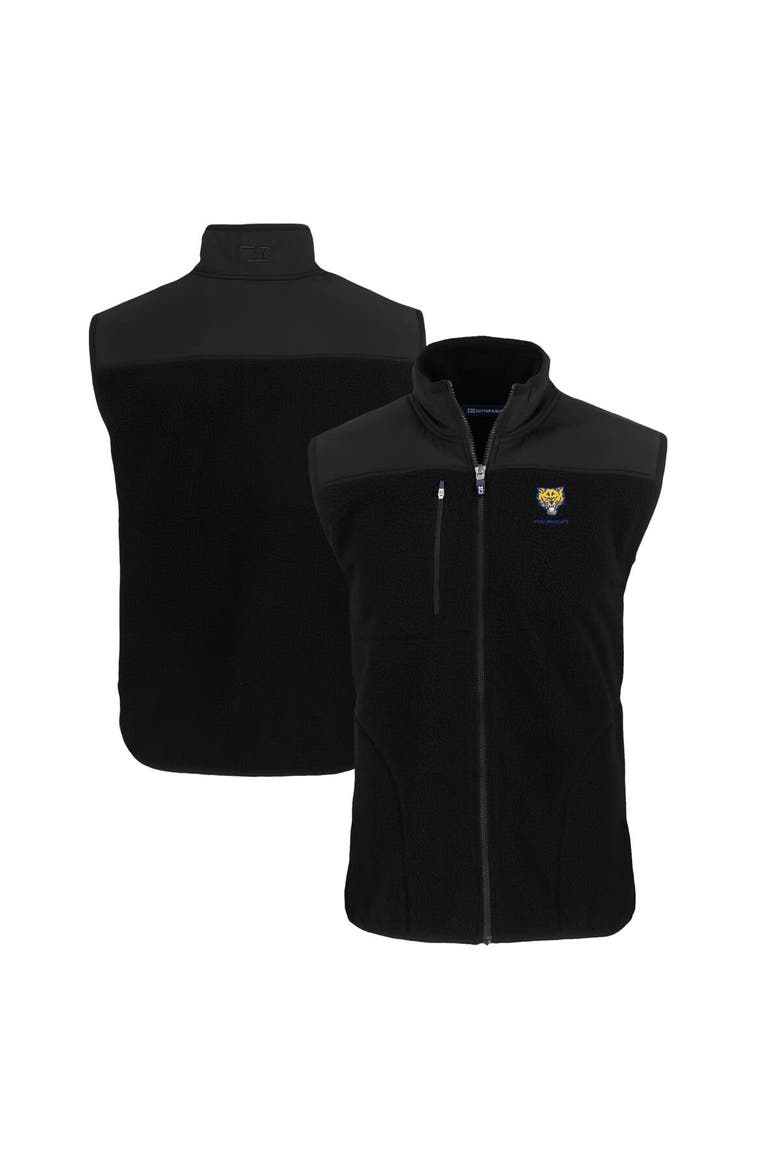 Men's Cutter & Buck  Black Fort Valley State Wildcats Cascade Eco Sherpa Fleece Full-Zip Vest, Main, color, Black