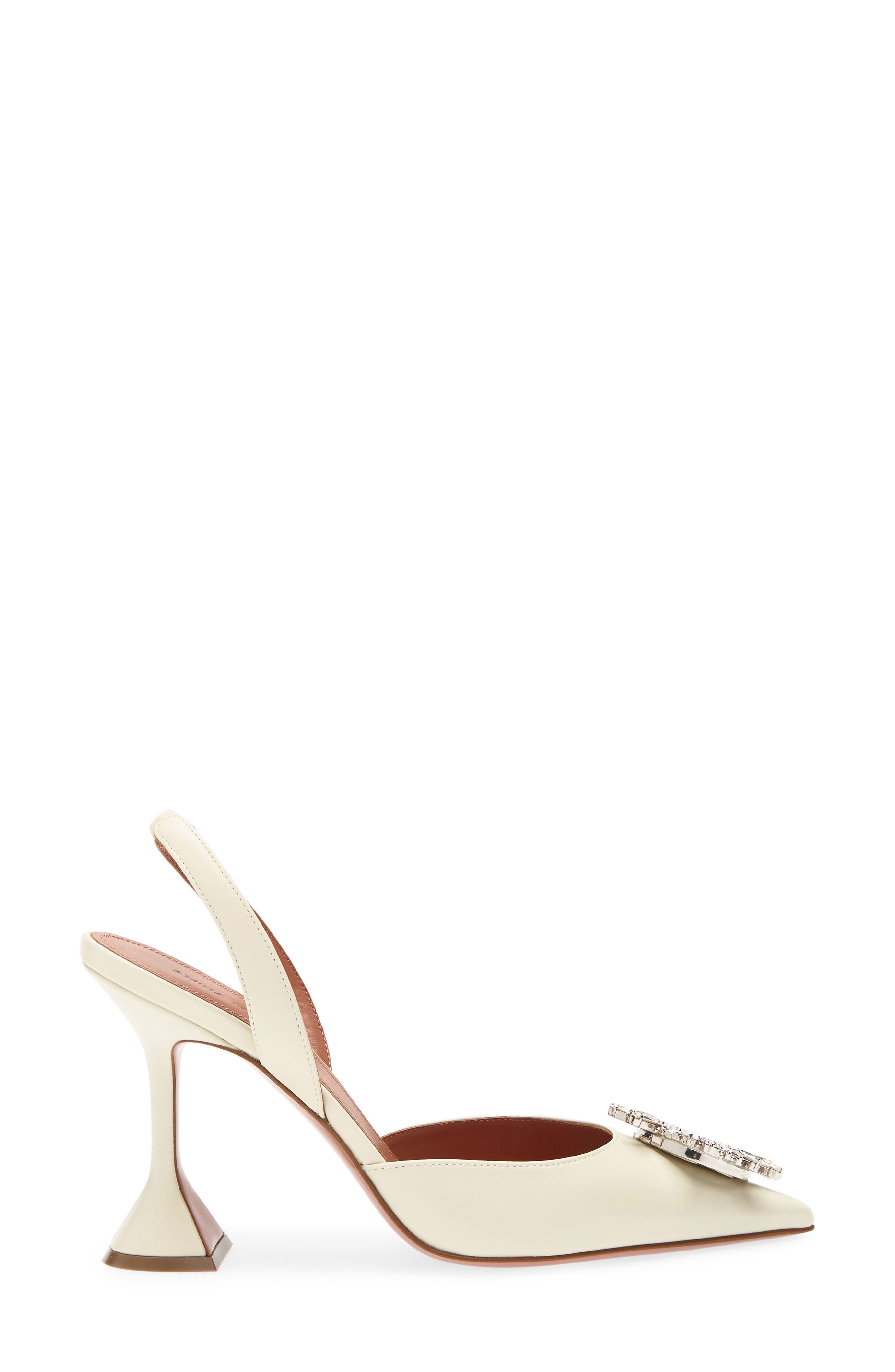 Amina Muaddi Begum Crystal Pointed Toe Slingback Pump, Alternate, color, Almond Nappa