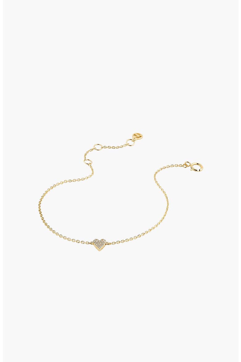 Mini Heart Pavé Diamond Bracelet, Alternate, color, Yellow Gold