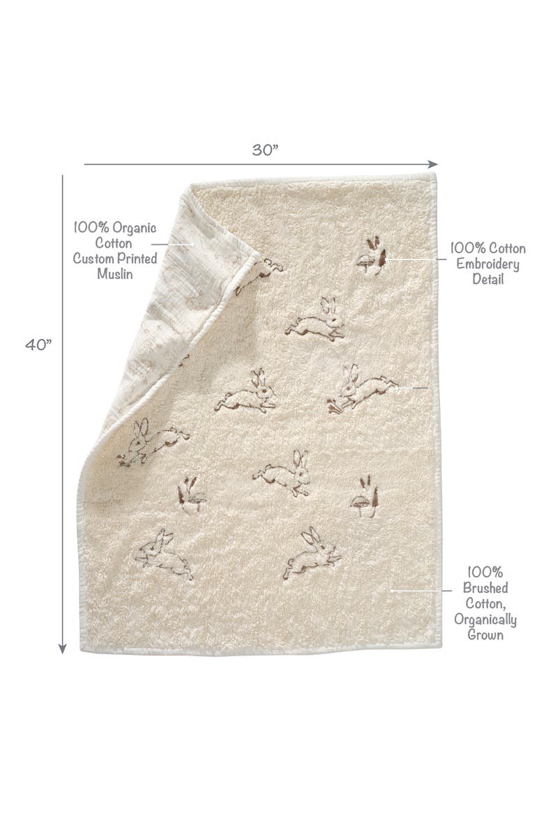 Signature Organic Cotton & Muslin Bunny Coverlet Baby Blanket, Alternate, color, Cream