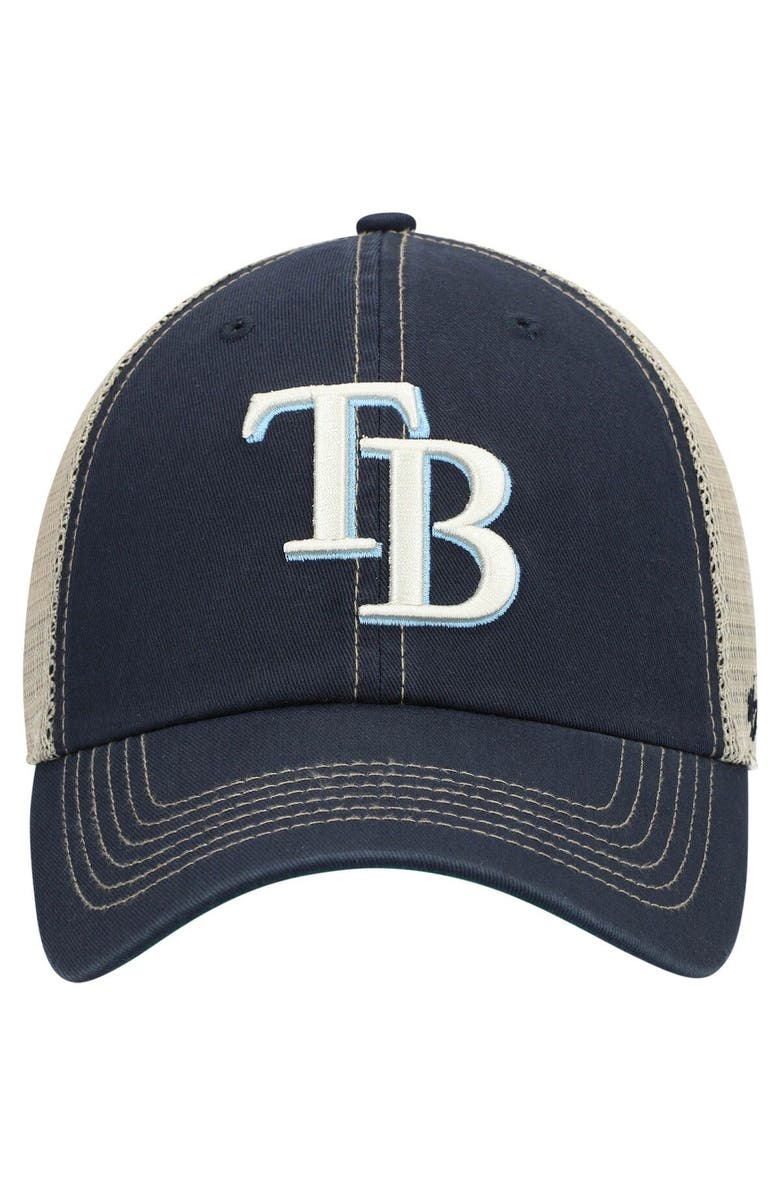 '47 Men's '47 Navy Tampa Bay Rays Trawler Clean Up Trucker Snapback Hat, Alternate, color, 
