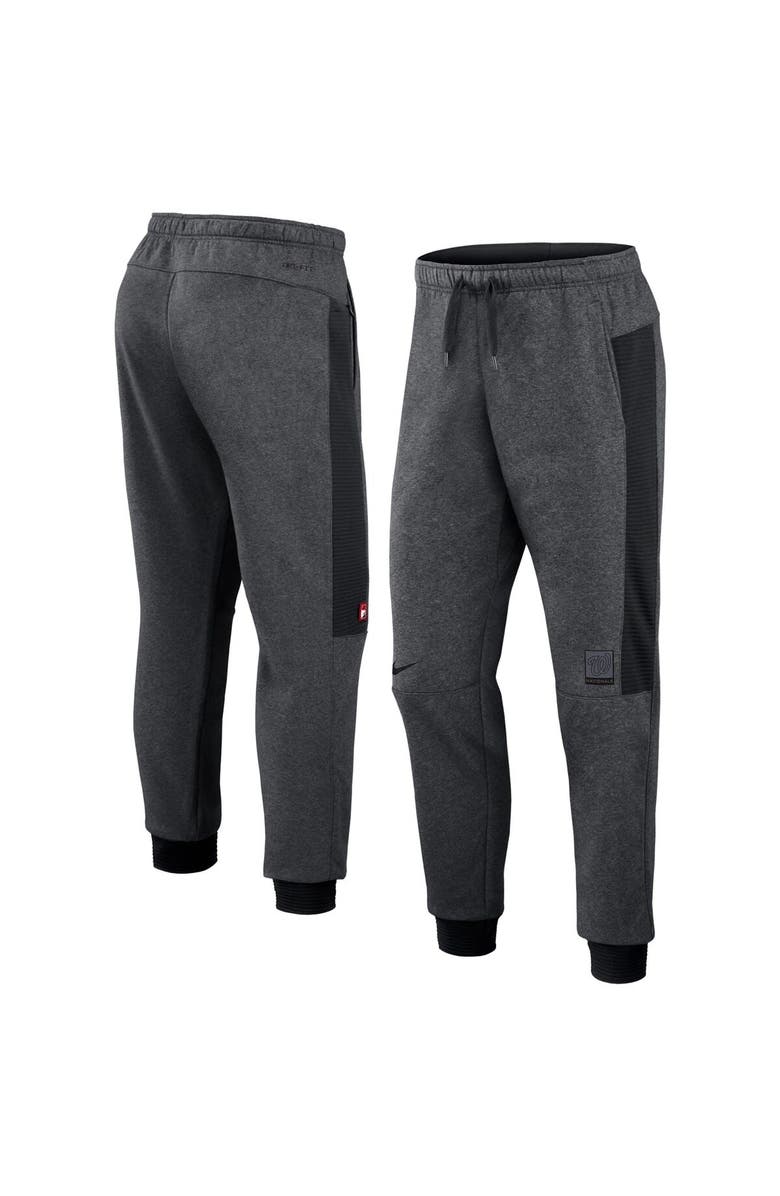 Nike Men's Nike Heathered Gray/Black Washington Nationals Authentic Collection Flux Performance Jogger Pants, Alternate, color,