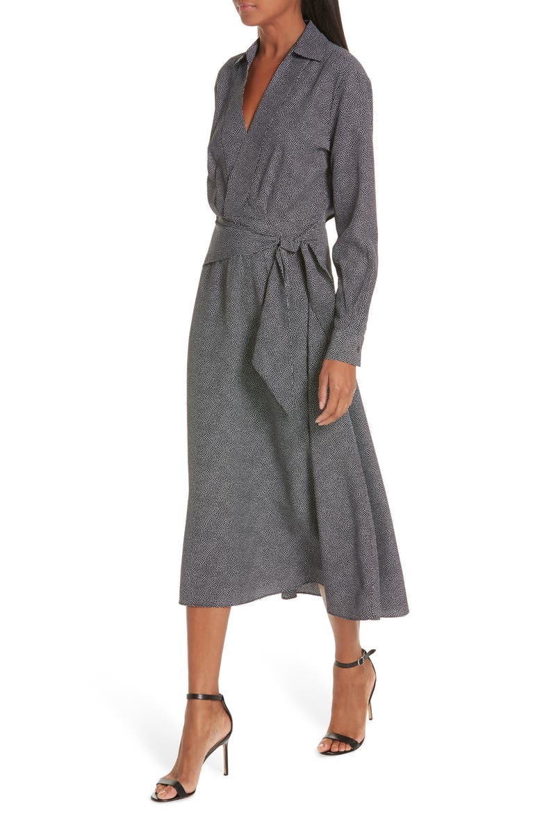 Vivienne Faux Wrap Midi Dress, Alternate, color, ECLIPSE NATURE WHITE