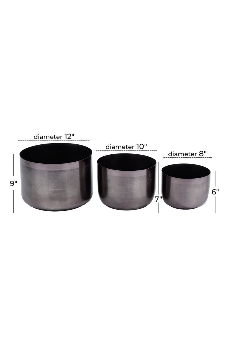 Black Metal Modern Planter, Alternate, color, BLACK