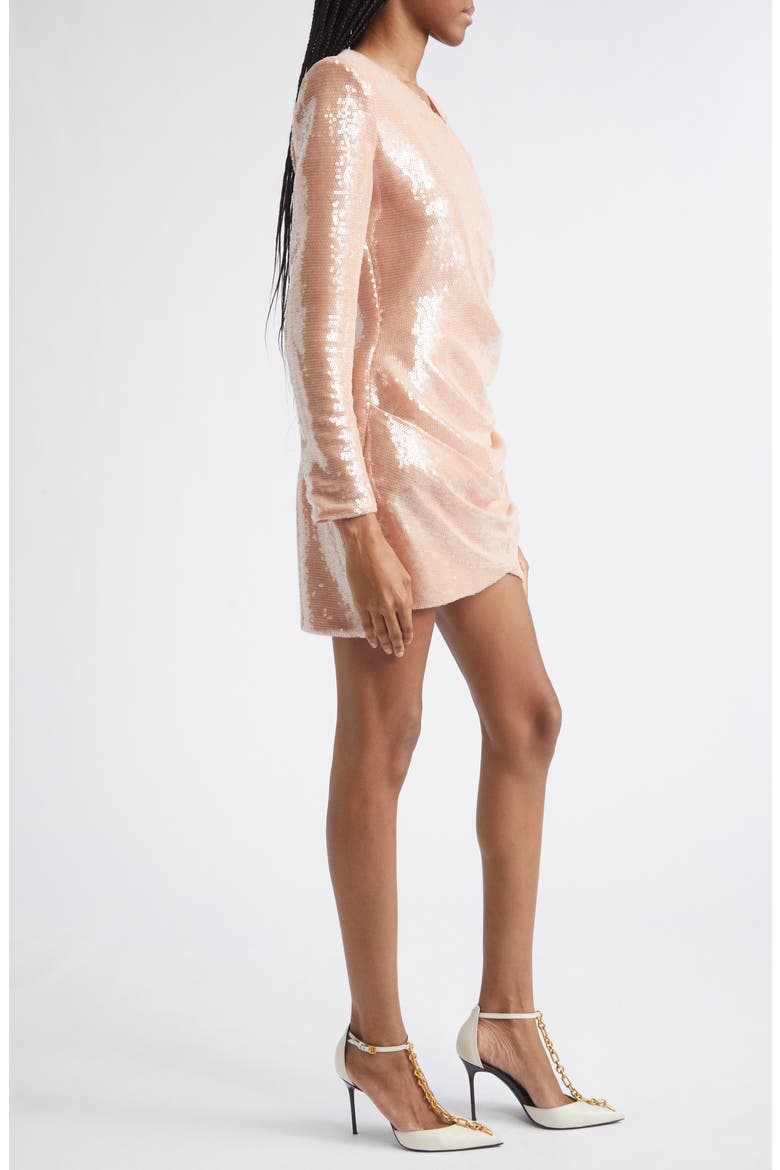 Sequin Long Sleeve Minidress, Alternate, color, 4HM ROSE
