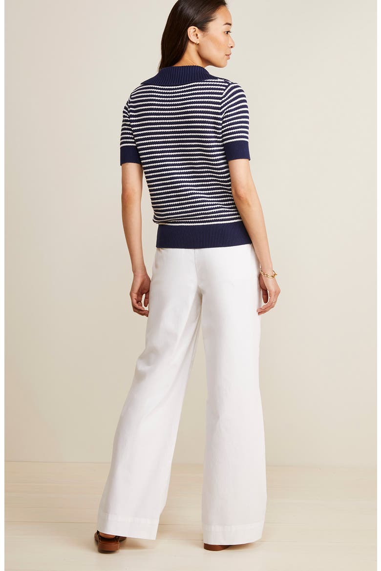 Open Stitch Short Sleeve Polo Sweater, Alternate, color, NAUTICAL NAVY