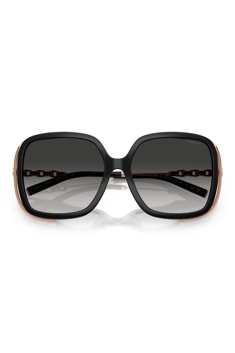56mm Square Gradient Sunglasses, Alternate, color, BLACK