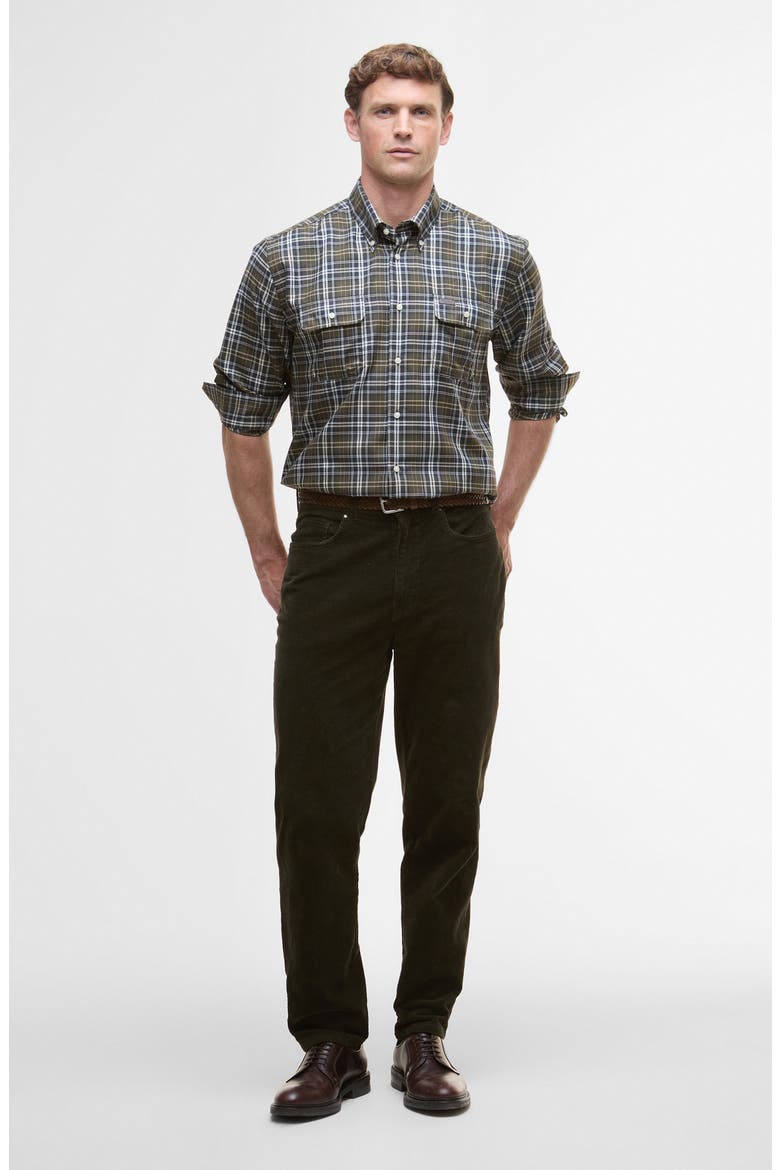 Saldon Regular Fit Plaid Performance Button-Up Shirt, Alternate, color, OLIVE
