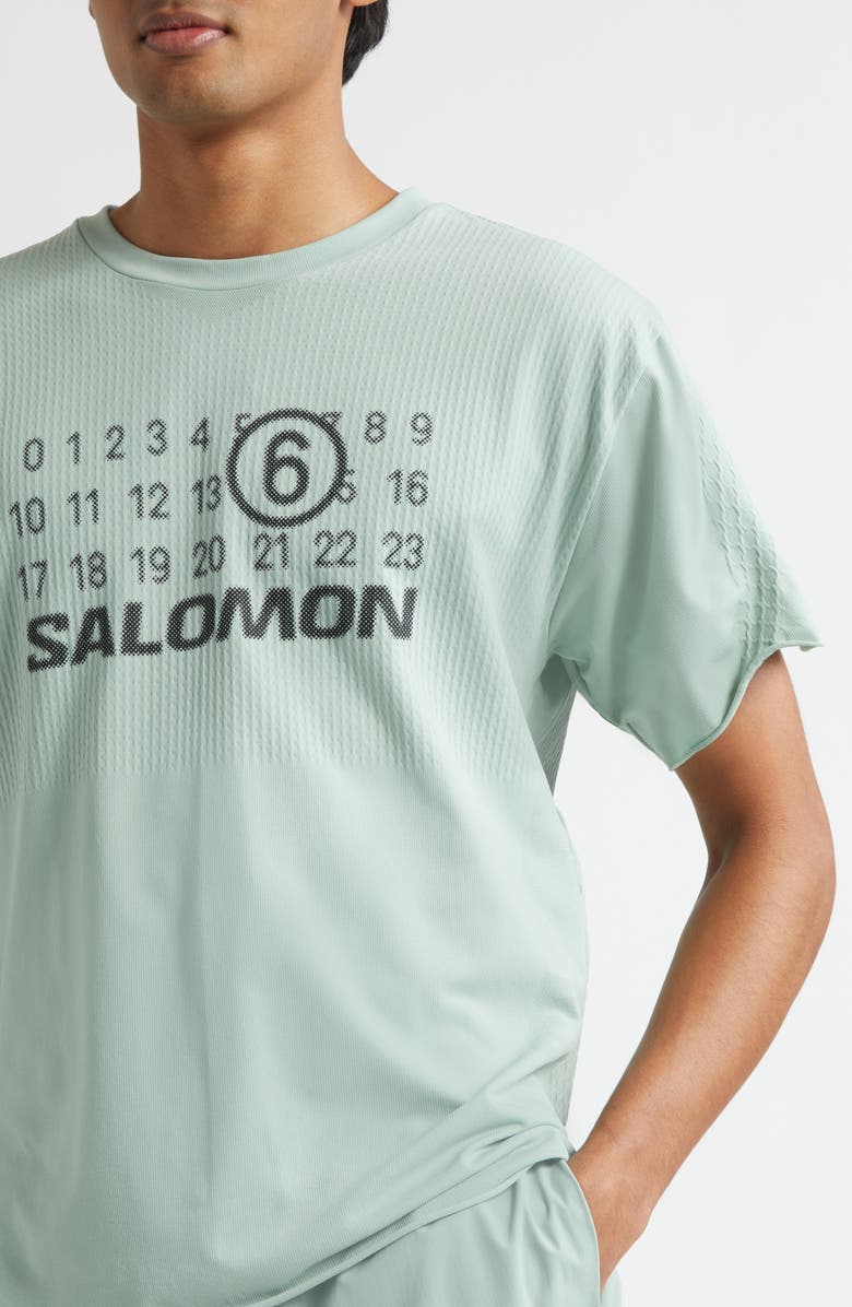 MM6 Maison Margiela x Salomon Numeric Logo Performance T-Shirt, Alternate, color, Jadeite