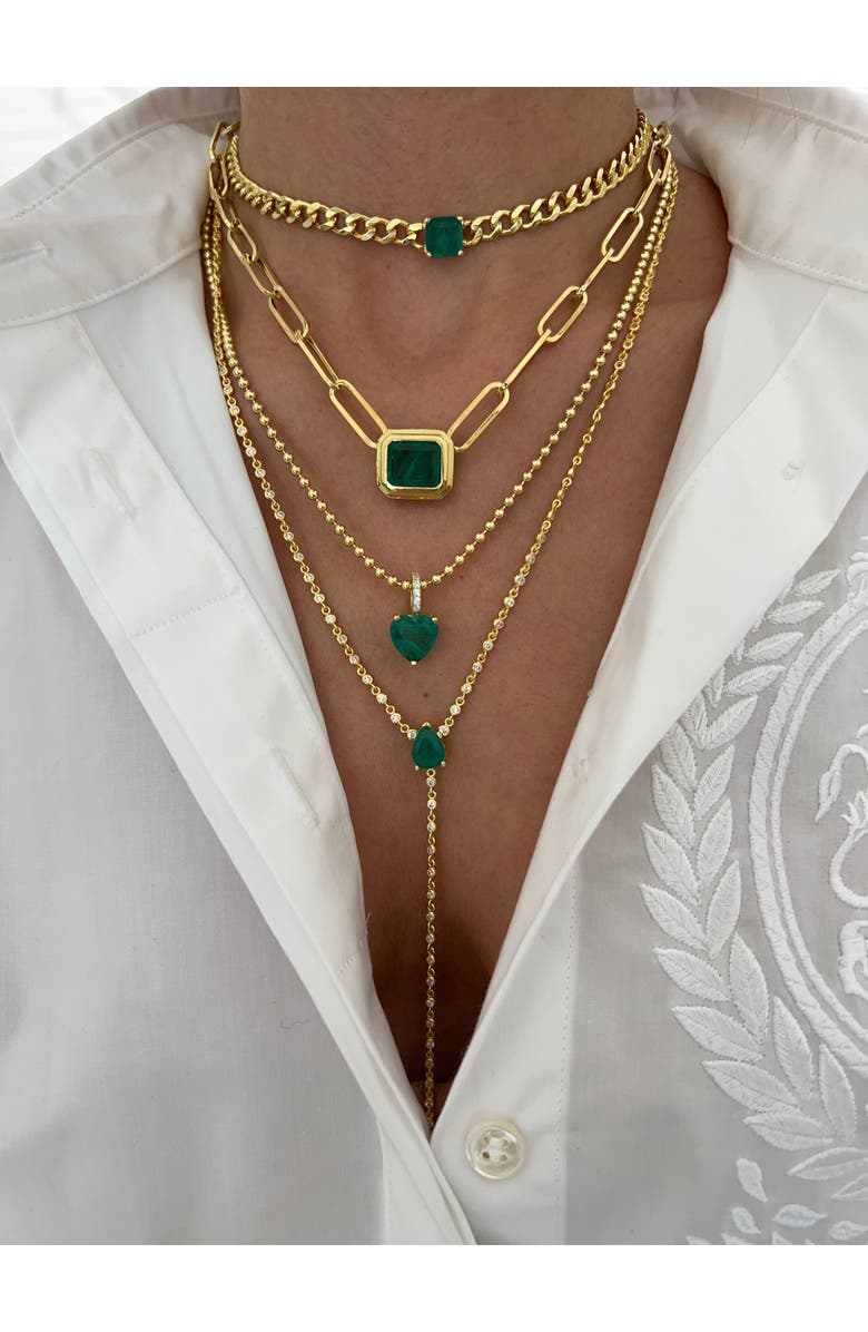 Gemma Azzurro Emerald pear station chain lariat Y necklace, Alternate, color, Green