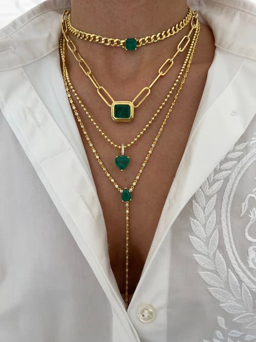 Gemma Azzurro Emerald Pear Station Chain Lariat Y Necklace In Green