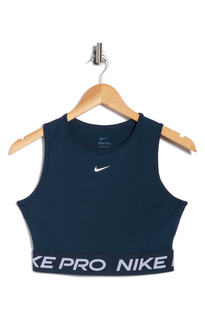 Nike Pro Dri-FIT Crop Tank Top, Main, color, 478 Armrnv/White