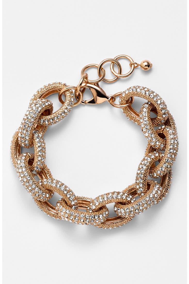 Pavé Link Bracelet, Alternate, color, ROSE GOLD/ CLEAR